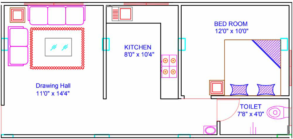 1BHK Floor Plan