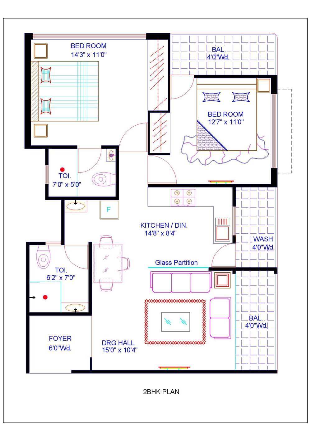 2BHK Floor Plan