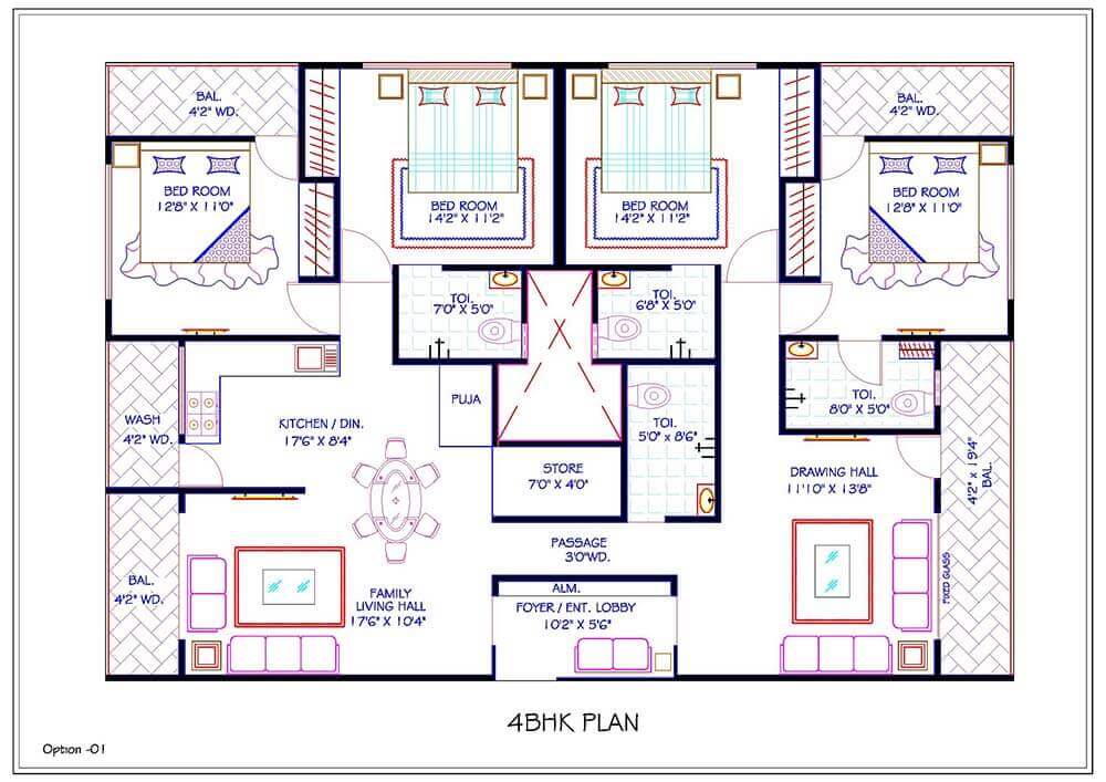 4BHK Floor Plan
